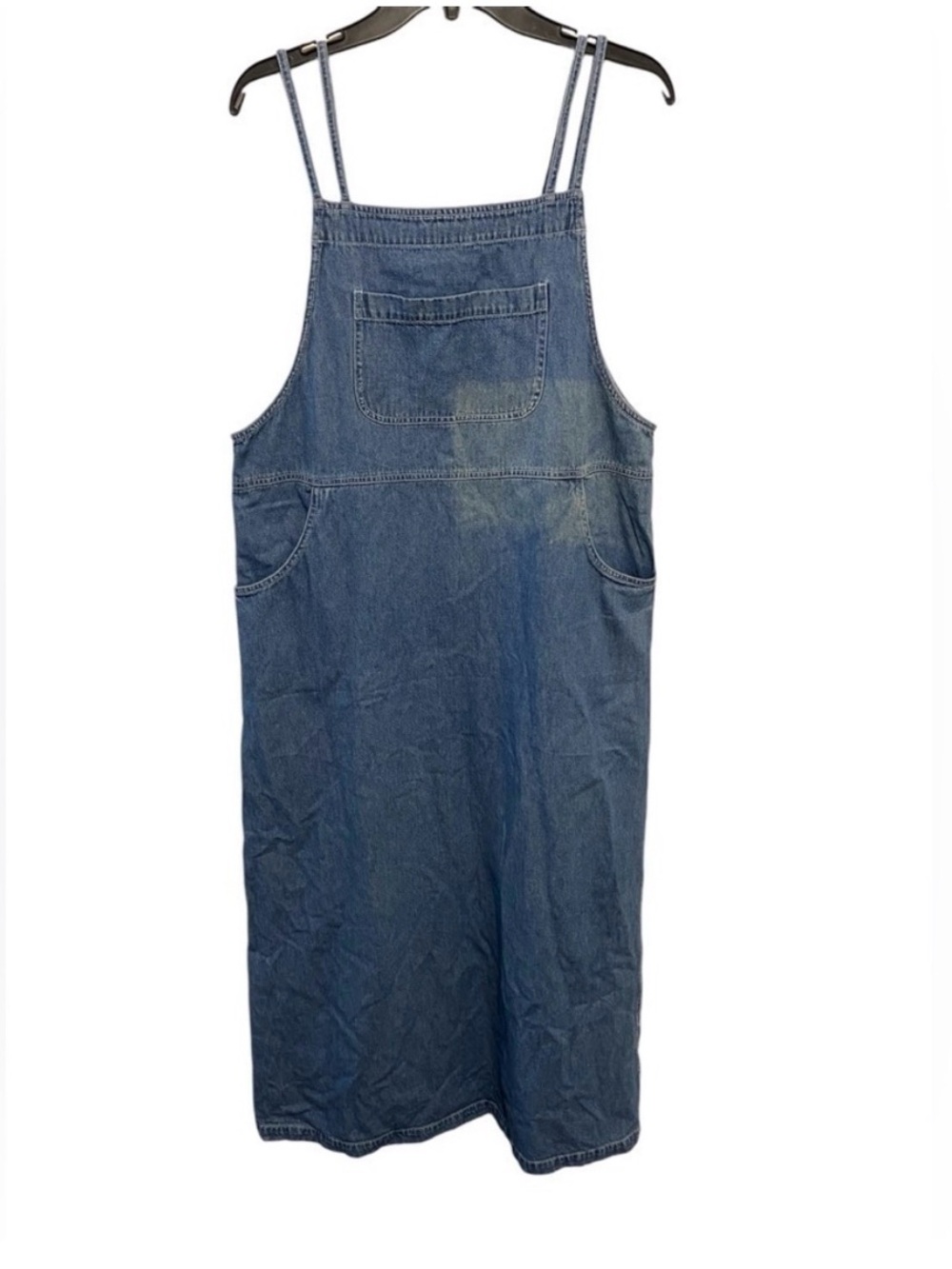 Chico's Light Blue Denim Overall Dress with Bib